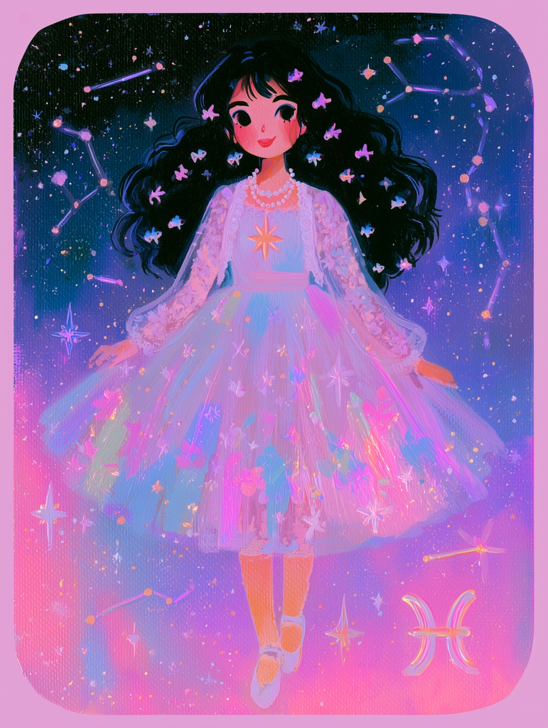 【デジタル壁紙/素材】ゆめかわ12星座ガール * 魚座 - Pisces -