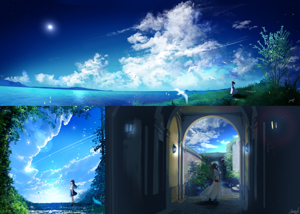 【直筆サイン入】雨月レイ画集 Mare Imbrium +ポストカード5種セット【数量限定販売】