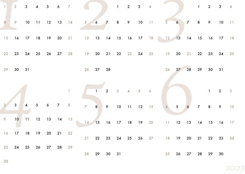 【PDF】2023びっしり書き込み年間カレンダーA4