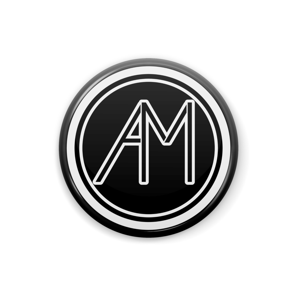 【黒地】AMLIVELL 丸ロゴ缶バッジ