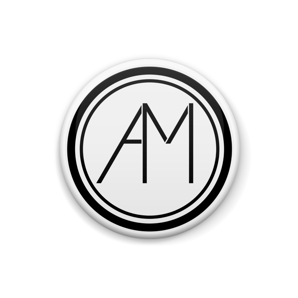 【白地】AMLIVELL 丸ロゴ缶バッジ