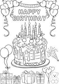 ぬって・切って・飾れる!お誕生日ぬりえ&切り貼りセット|A4 PDF5枚