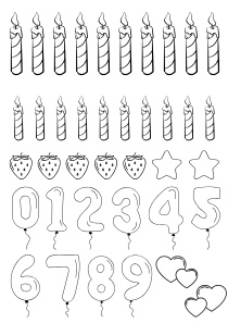 ぬって・切って・飾れる!お誕生日ぬりえ&切り貼りセット|A4 PDF5枚