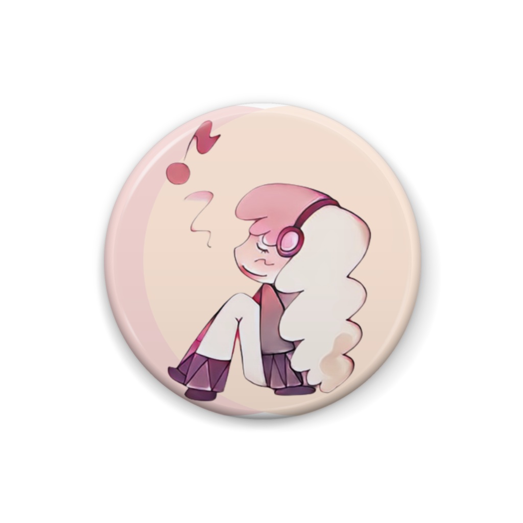 音楽を聴く女の子(オレンジ×ピンク)