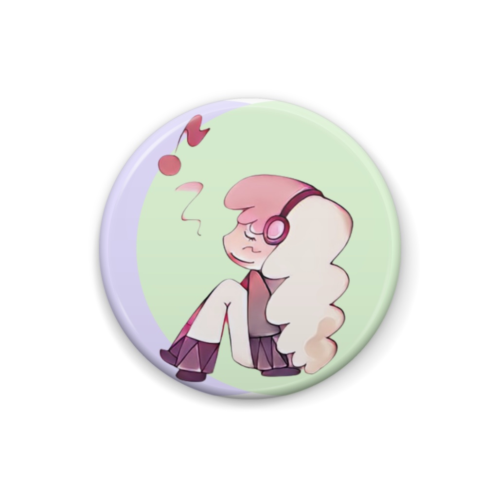 音楽を聴く女の子(グリーン×パープル)