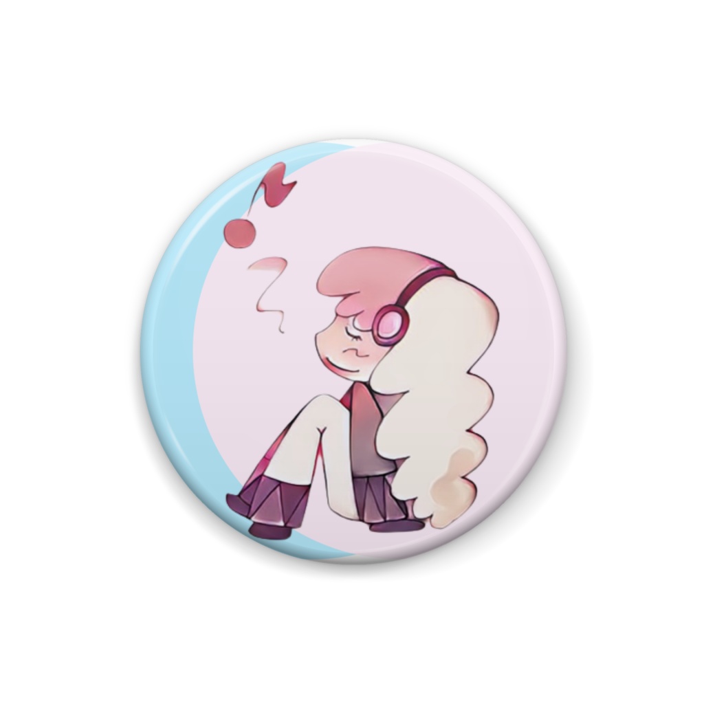 音楽を聴く女の子（ピンク×ブルー）