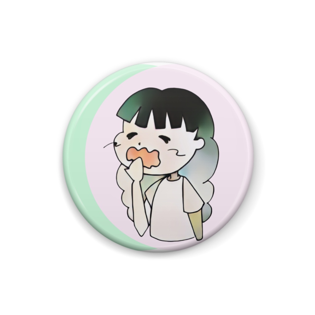 あくびをする女の子(ピンク×グリーン)