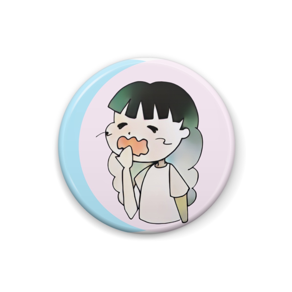 あくびをする女の子(ピンク×ブルー)