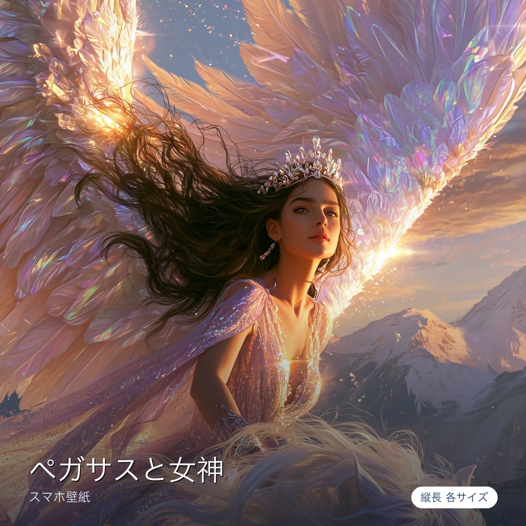 ペガサスと女神｜幻想ファンタジー スマホ壁紙（縦長・4サイズ収録） / Pegasus & Goddess — Ethereal Fantasy Phone Wallpaper
