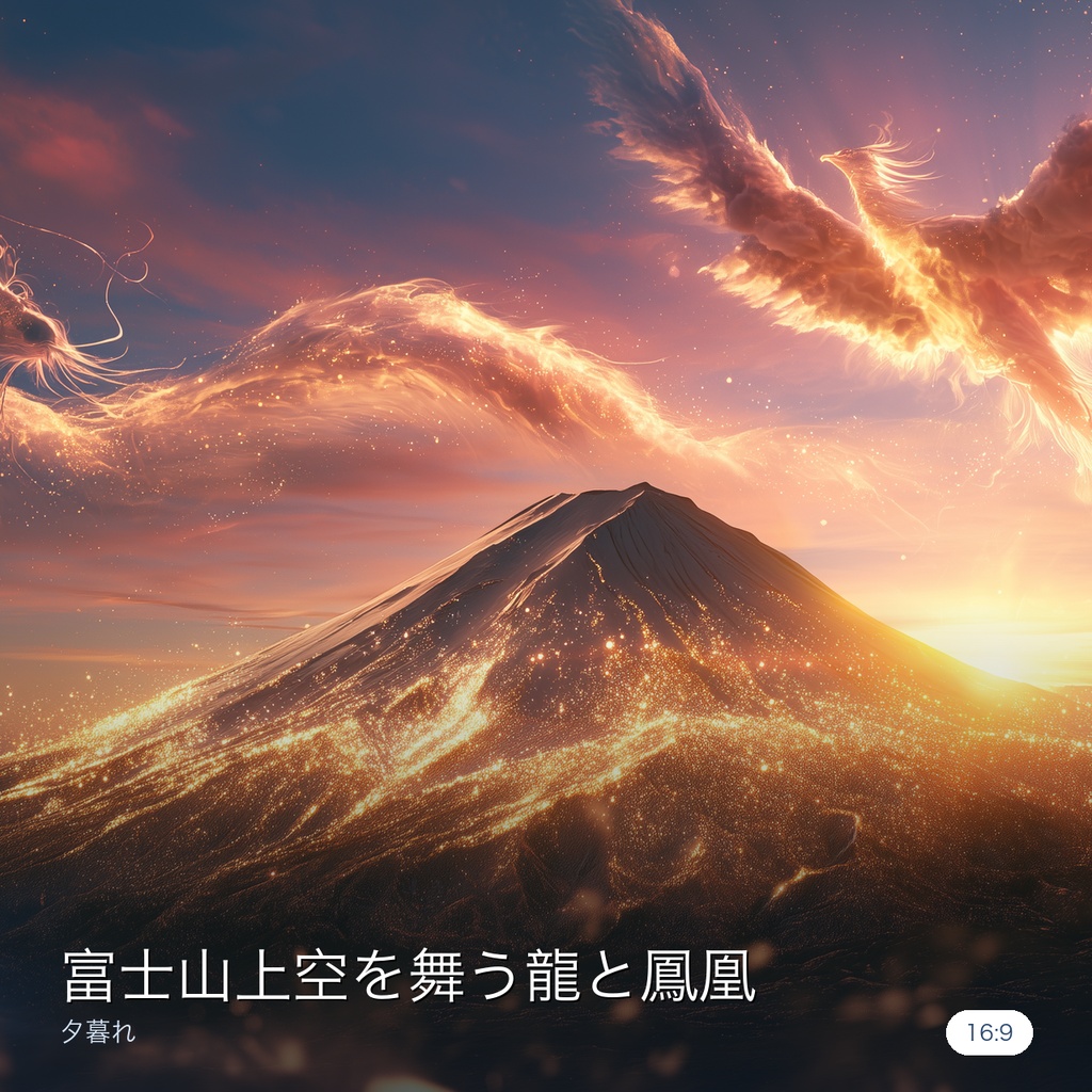  富士山上空を舞う龍と鳳凰｜開運PC壁紙 2枚セット（WQHD/フルHD） / Dragon & Phoenix over Mt. Fuji — Auspicious Desktop Wallpaper (2-Set)