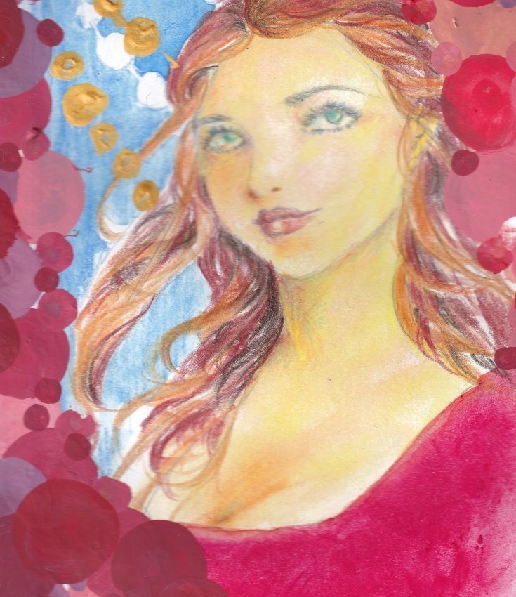 原画【india　2022】女性　ドット　