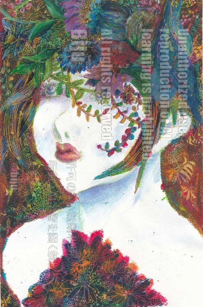 肉筆原画【花冠】 original painting flower crown