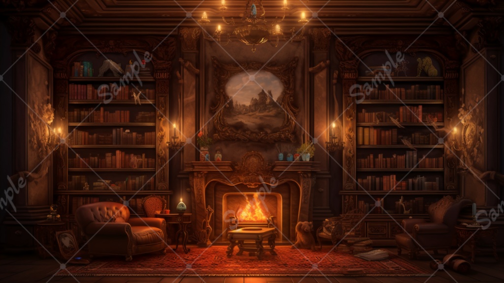 【背景素材】王宮暖炉#63