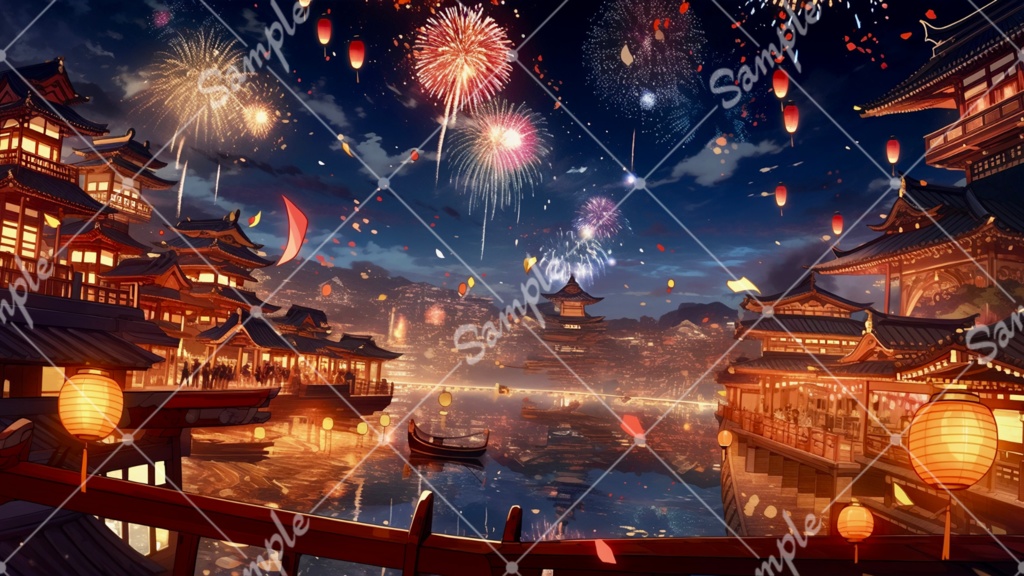 【背景素材】城下町の祭り#70