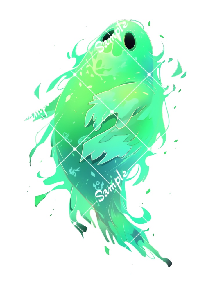 【TRPG・ゲーム素材】緑スライムの精霊 5種類