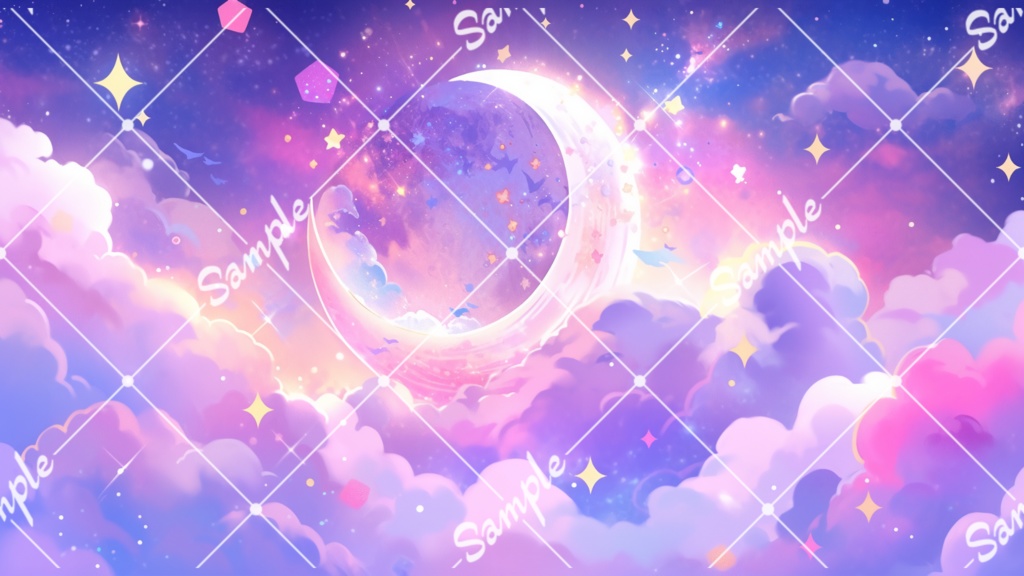 【背景素材】夜月　5枚セット