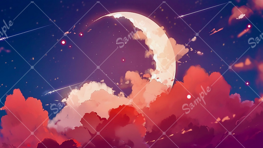 【背景素材】赤夜月