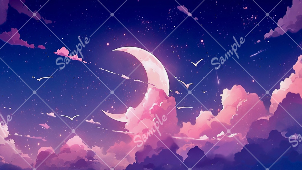 【背景素材】紫夜月