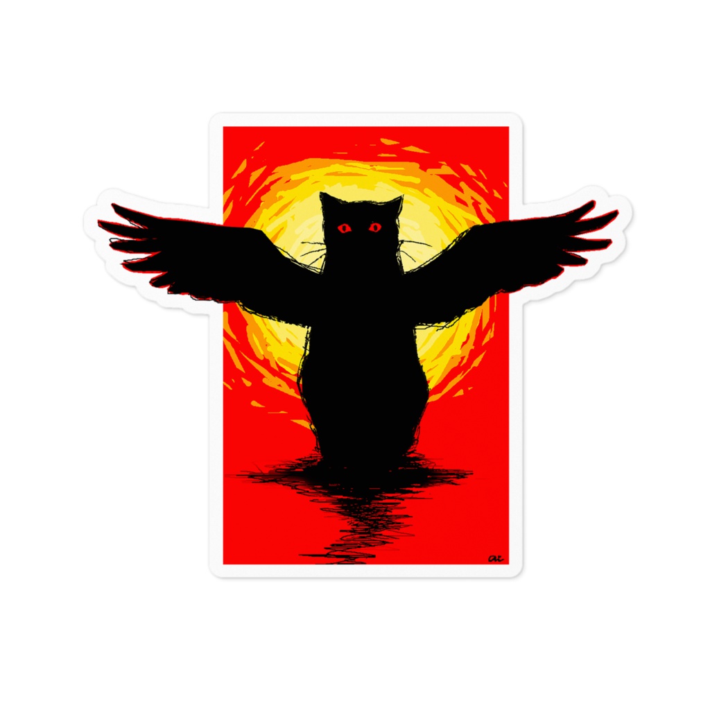 BLACK CAT with wings ステッカー