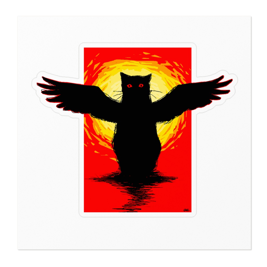 BLACK CAT with wings ステッカー
