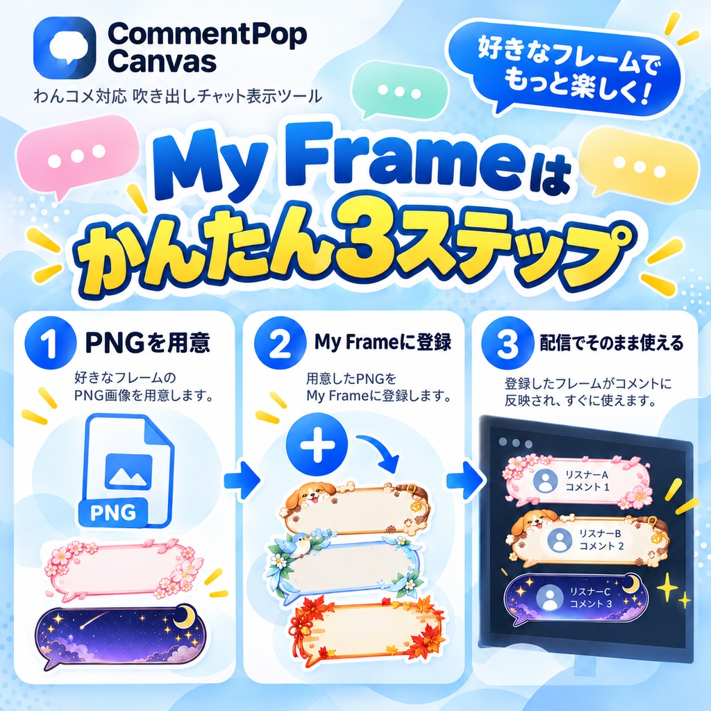 【10月末まで発売記念価格1,000円!】フキダシ ランダムポップツール【わんコメ専用/OBS対応】