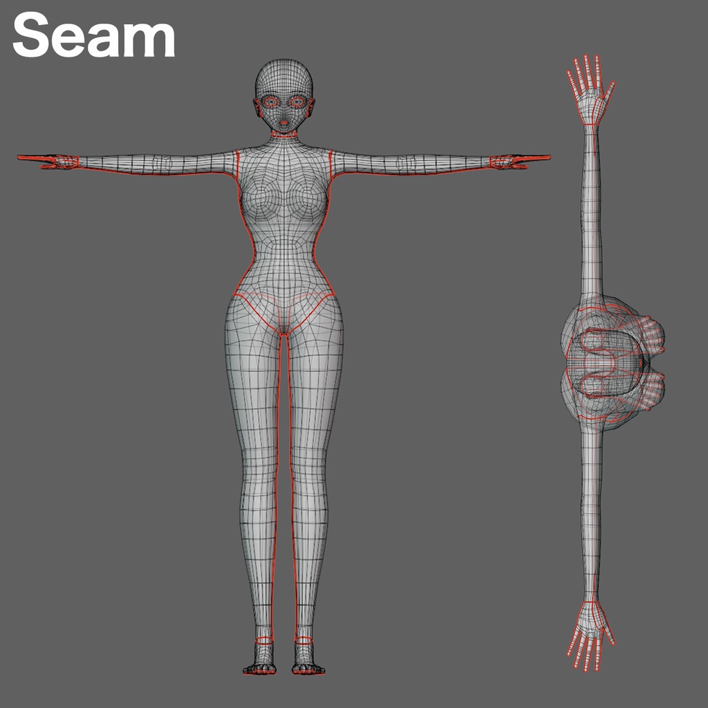 女性3Dキャラクターモデル素体(スキニング済+表情シェイプキー18種)