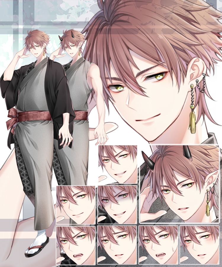 和服青年 鬼変身セット カラバリ有