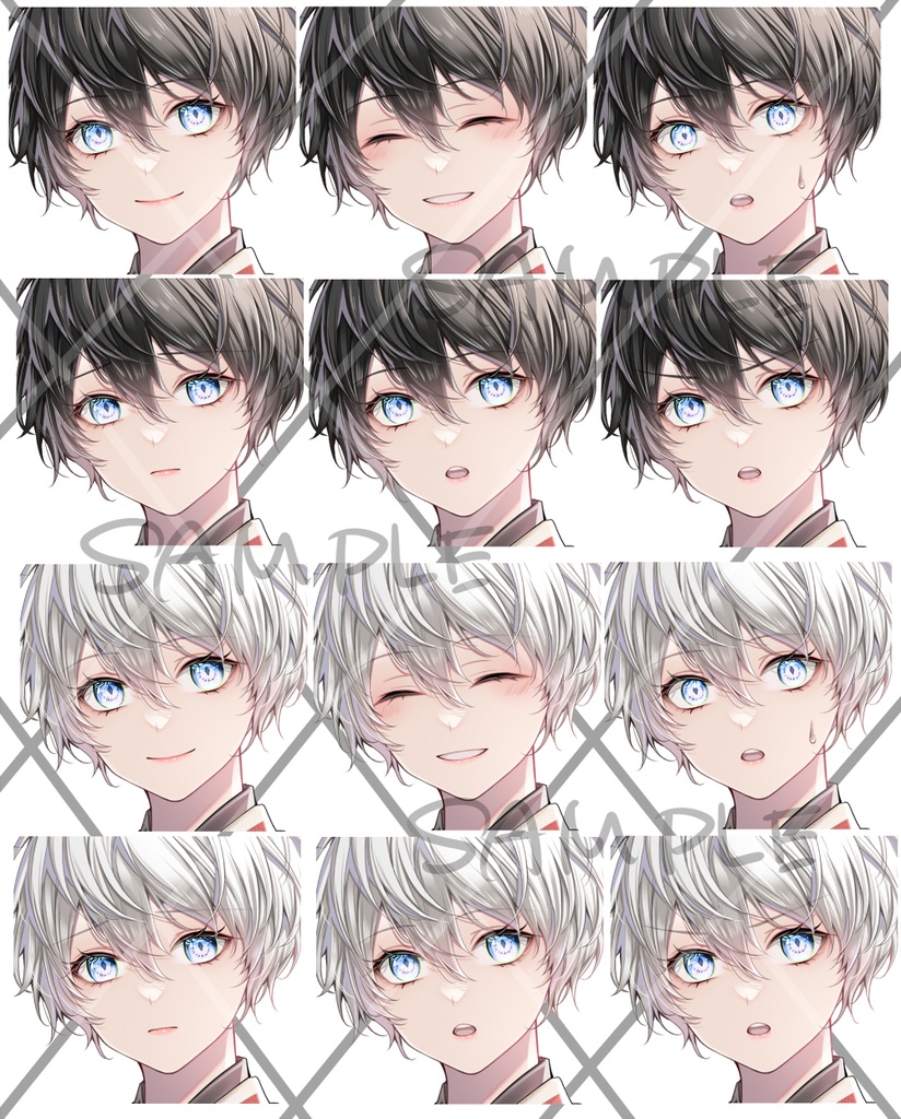 モダン和服少女 白黒 オプション猫耳尻尾