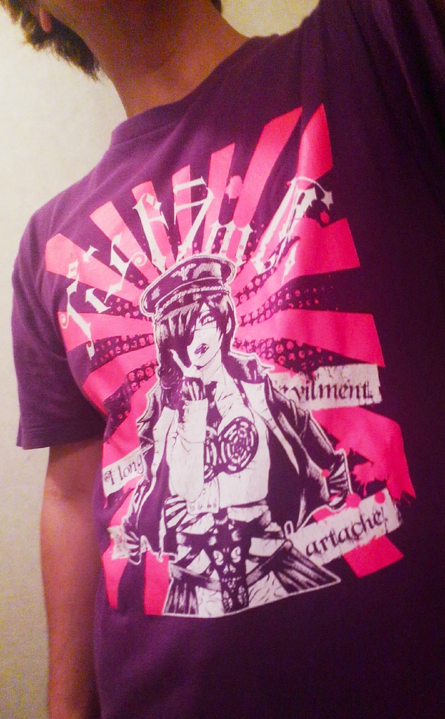 パンドラの匣 二周年記念限定カラーTシャツ (パープル×蛍光ピンク・ホワイト)