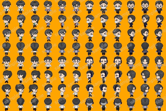 組み合わせ歩行グラフィック素材「ピクトコ」:男性・基本セット