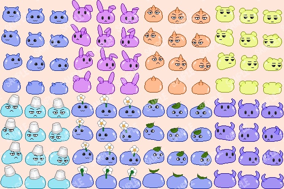 組み合わせ歩行グラフィック素材「モントコ」:スライム系モンスター