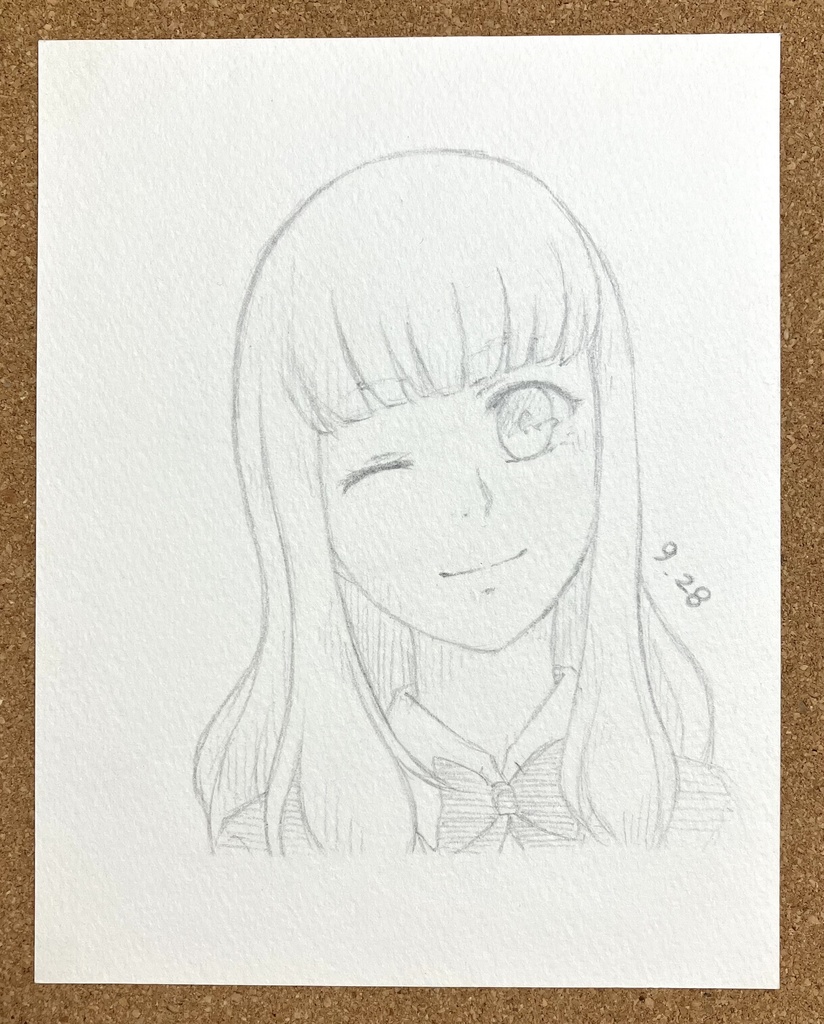 栞　モノクロ手描きイラスト