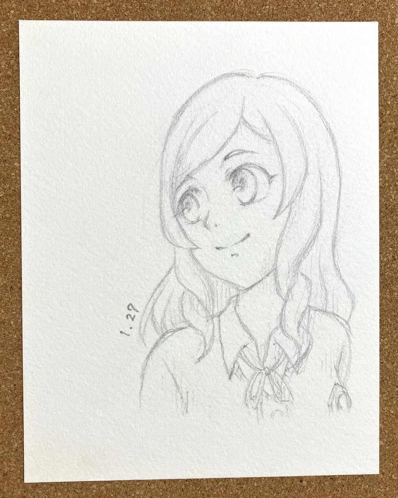 リョウコ／雪枝　モノクロ手描きイラスト