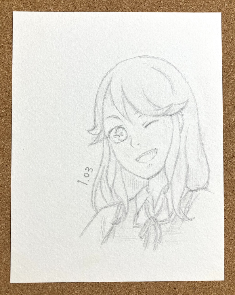 いつみ／ほたる　モノクロ手描きイラスト