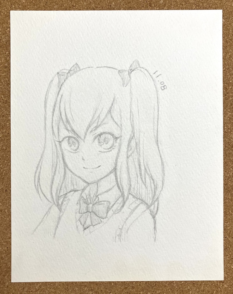 二穂／アコ　モノクロ手描きイラスト