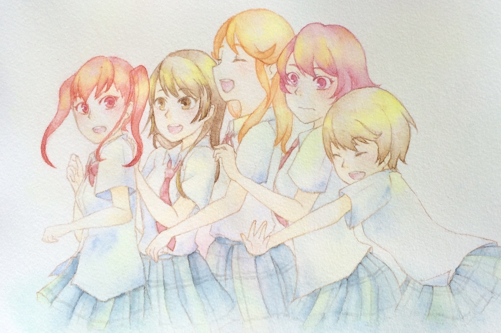 うちのチャンネルのスタメン　カラー手描きイラスト