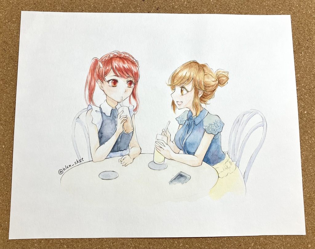 天音とリョウコ　カラー手描きイラスト