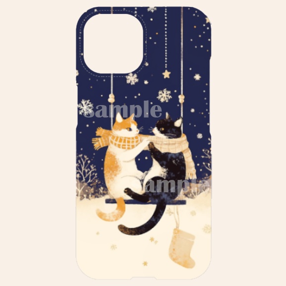 なかよし冬猫ちゃんスマホケース