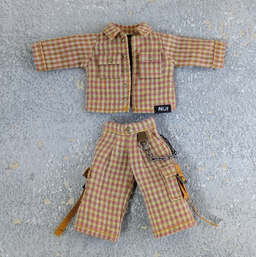 ギンガムチェックオーバーシャツセットアップ 1/12ドールサイズ
