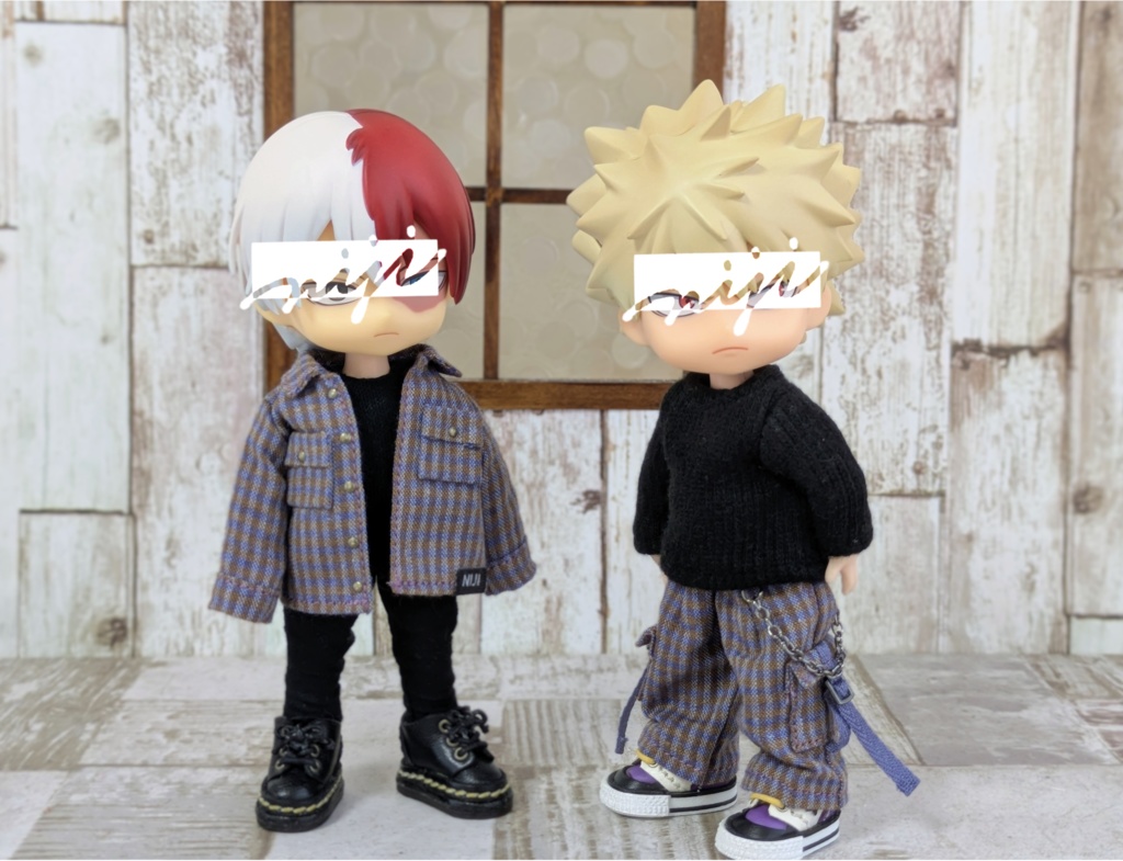 ギンガムチェックオーバーシャツセットアップ 1/12ドールサイズ