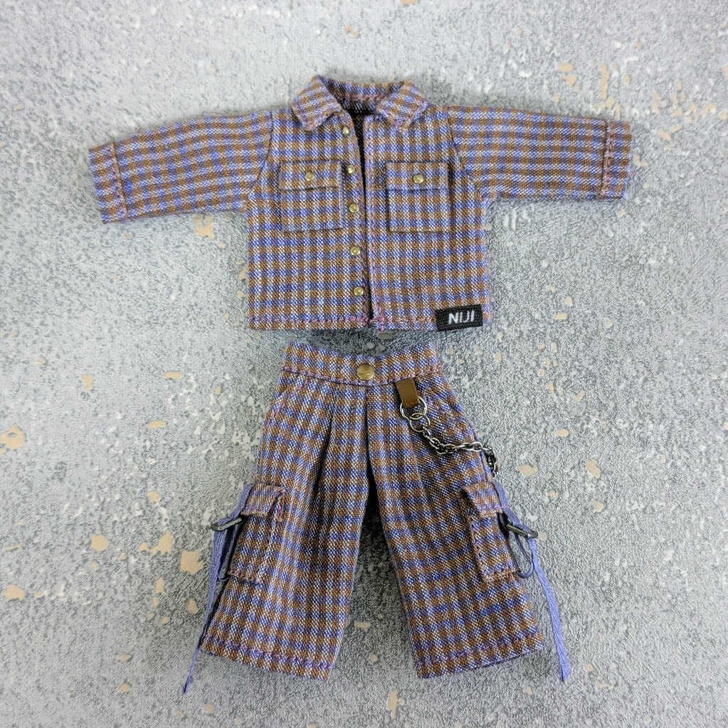 ギンガムチェックオーバーシャツセットアップ 1/12ドールサイズ