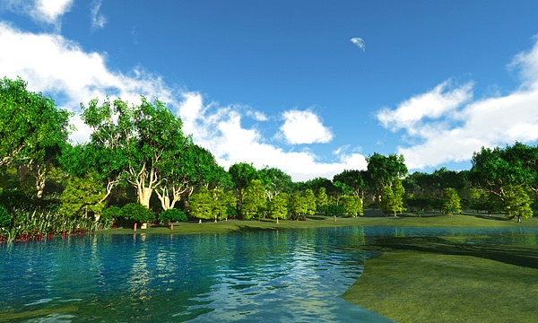 災害復興支援3DCG　湖畔No56