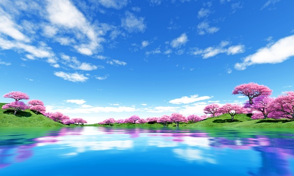 災害復興支援3DCG　春の景色 No6