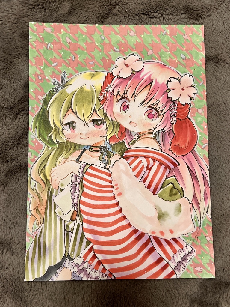 フレームレス原画《私たちは仲良し姉妹》