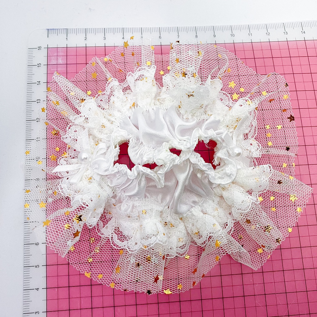 耳あり用ナイトキャップ 星柄レース