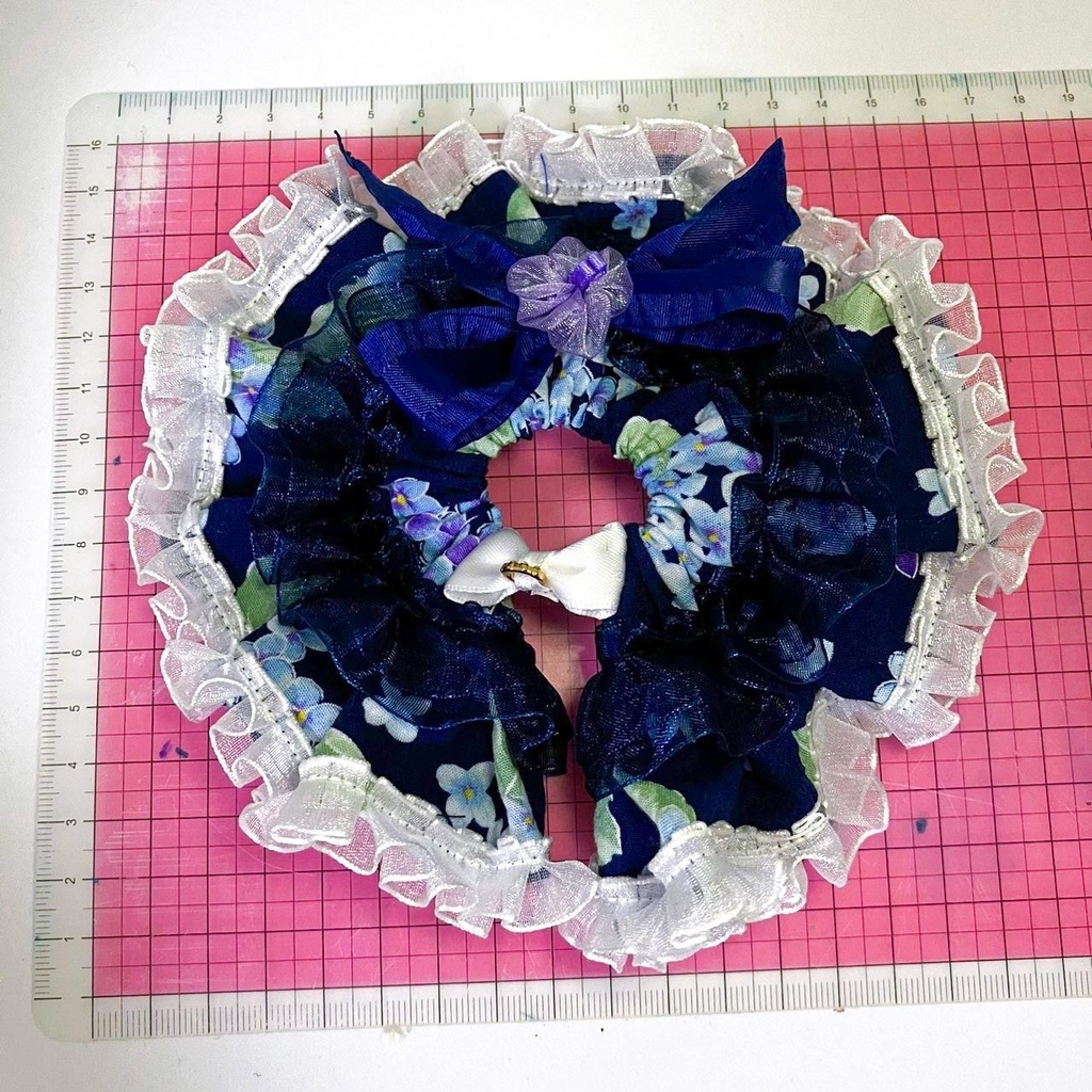 あじさいネイビー 和風ロリィタ 衣装セット(M、ヘッドドレスの仕様のみS)