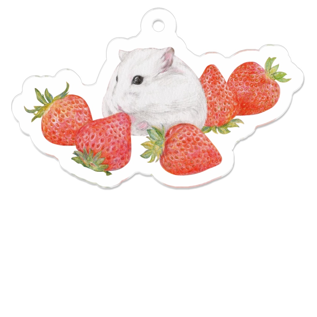 ハムスターと苺のアクリルキーホルダー Reikoko Booth