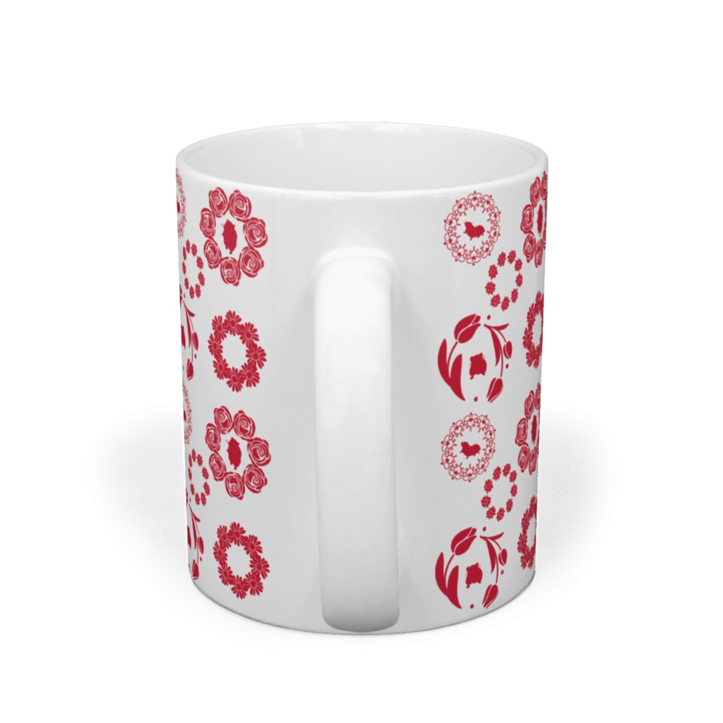 ハムスターと花輪のマグカップ