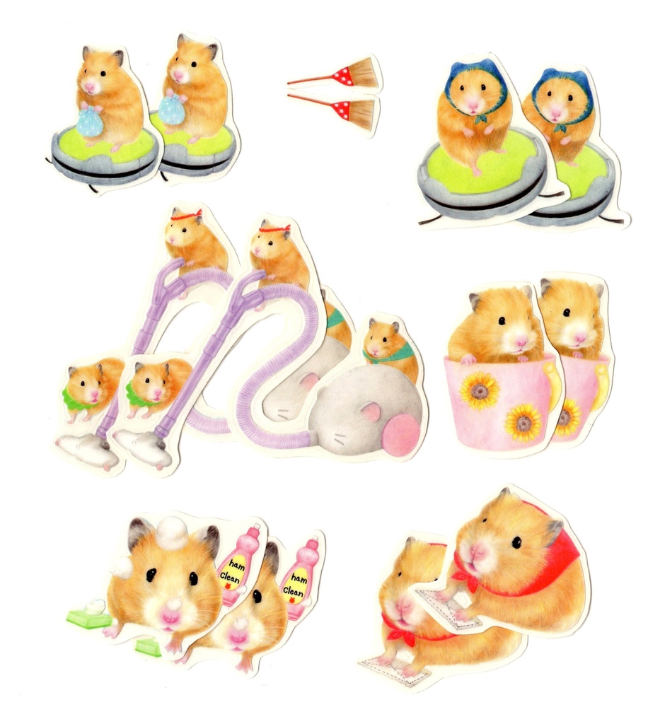 フレークシール★キンクマハムスターのお掃除12枚