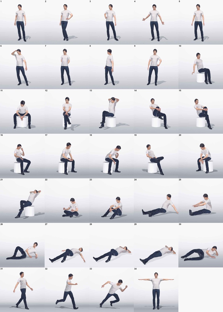 CG AI Human global 96体のローポリ人物セット